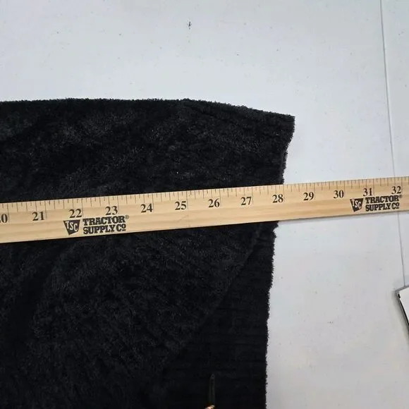 Ruby Rd Open Front Velvet Sweater Cardigan Large Black Scalloped Hem - Picture 5 of 5